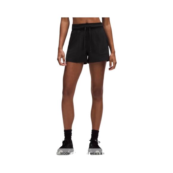 Lululemon Softstreme High Rise Shorts Black Size 4 Relaxed Fit Drawstring Pocket - Picture 2 of 6